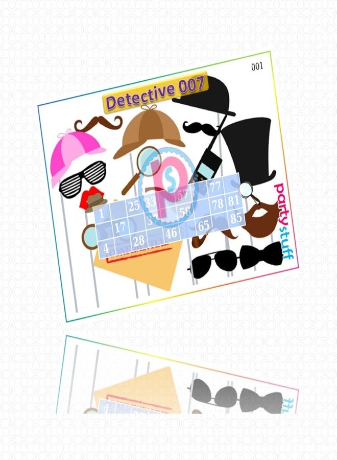 PartyStuff Detective Theme Tambola Housie Tickets - Detective kukuba 1 - Singlet Classic Kukuba (16 Cards) - Image 2